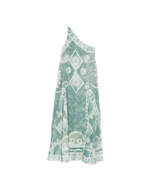 ALÉMAIS Green Samira One Shoulder Print Dress