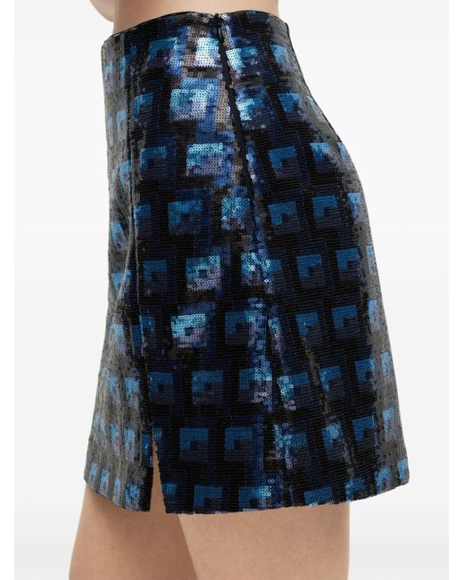 HUGO Blue Rasalle Squinned Mini Skirt