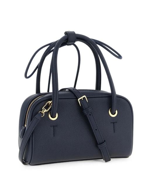 Furla Blue Small Poppy Leather Tote Bag