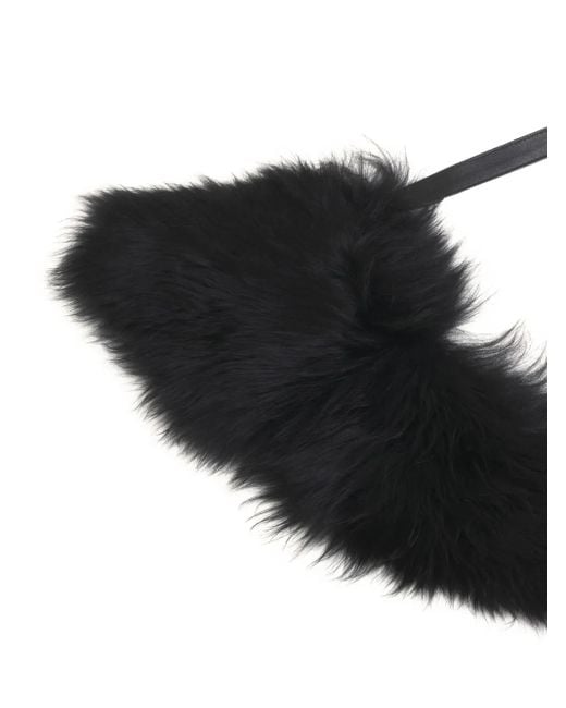 Marni Black Shearling Leather-Tie Collar