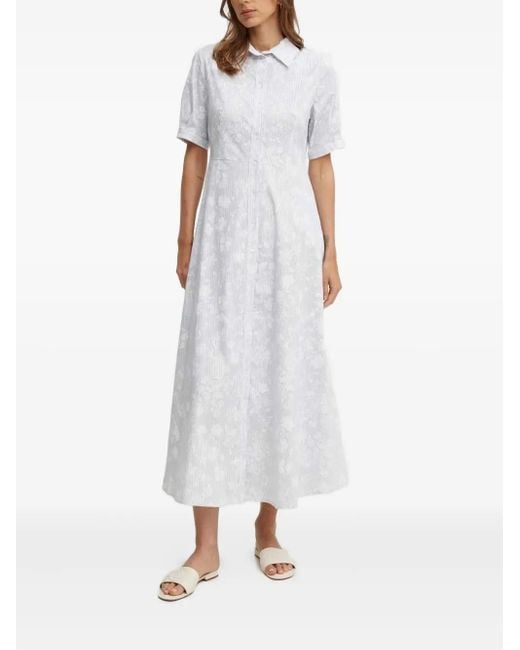 Sandro Ferrone White Floral-Print Shirt Dress