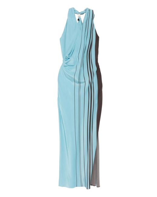 Sir Blue Striped Halterneck Maxi Dress