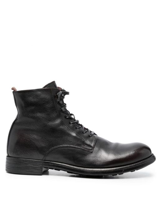 Officine Creative Black Lace-up Calf Leather Boots for men