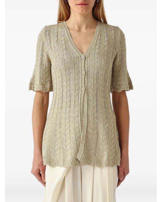 Twinset Natural Pull En Maille Pointelle À Chevrons