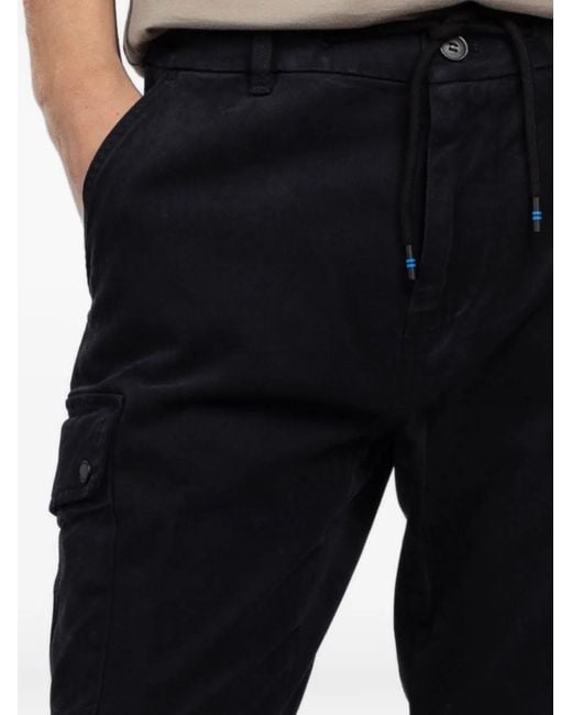 Mason's Black Cargo-Pocket Drawstring Trousers for men