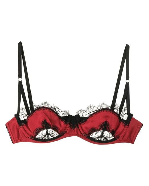 Kiki de Montparnasse Red Balconette Lace Silk Bra
