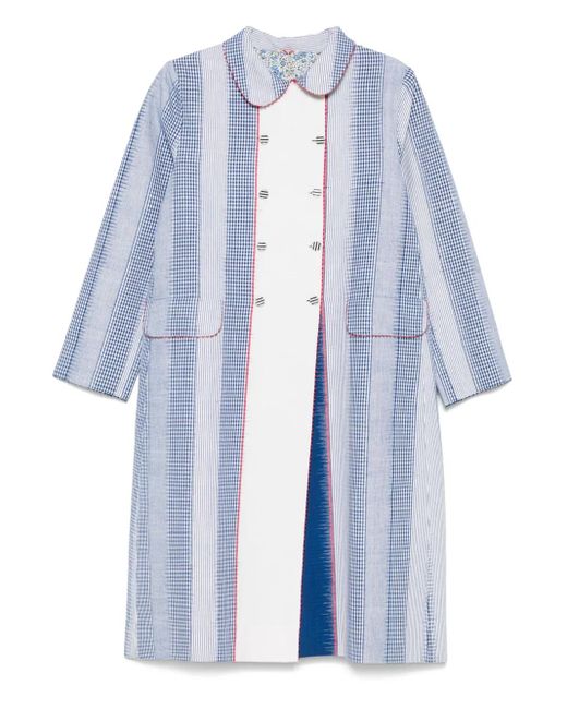Péro Double-breasted Cotton Coat Blue