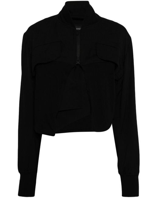 Layered cropped bomber jacket di Yohji Yamamoto in Black