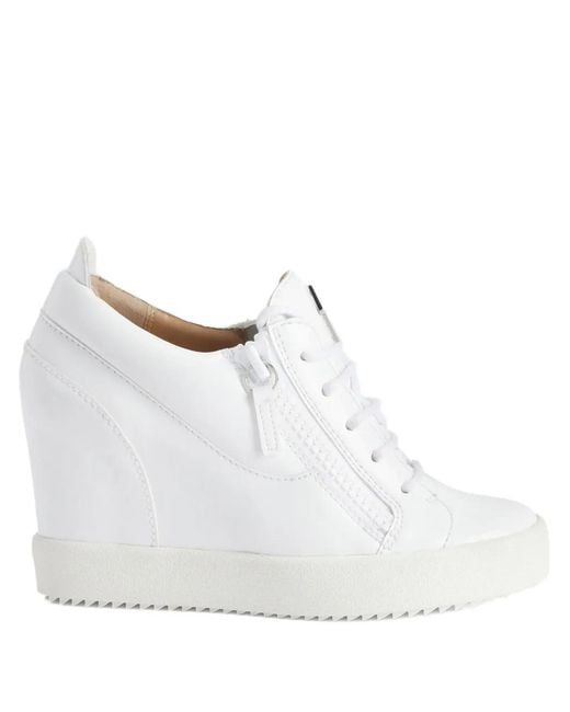 Giuseppe Zanotti White Addy Lace-Up Wedge Sneakers