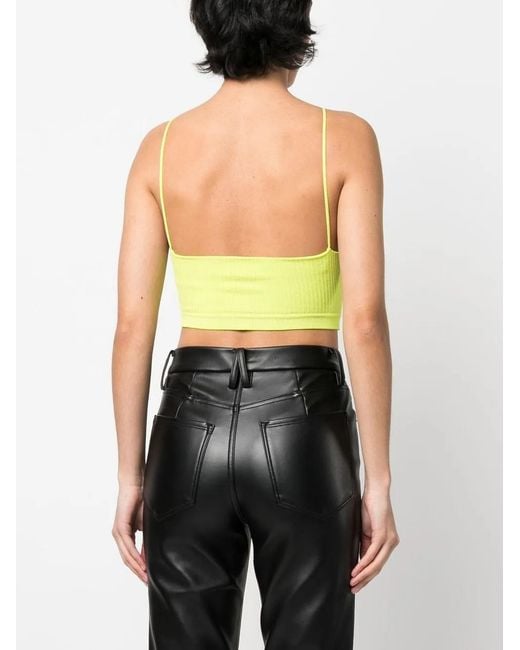 DSquared² Yellow Ribbed-Knit Bralette Top