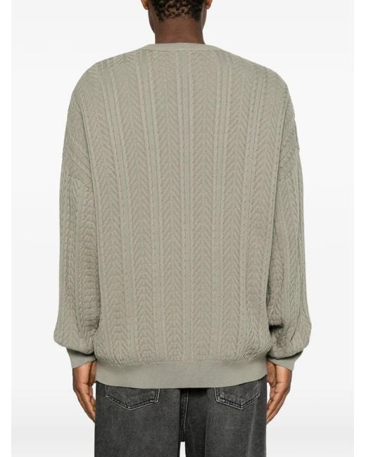 Adidas Natural Cable-Knit V-Neck Sweater for men