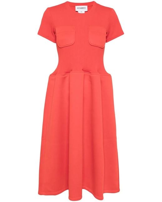 Melitta Baumeister Short-Sleeve Flared Midi Dress