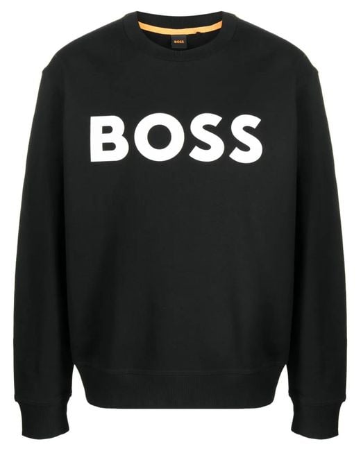Boss Black Logo-Print Cotton Sweatshirt for men