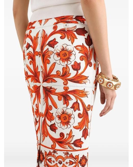 Dolce & Gabbana Orange Midi Skirt