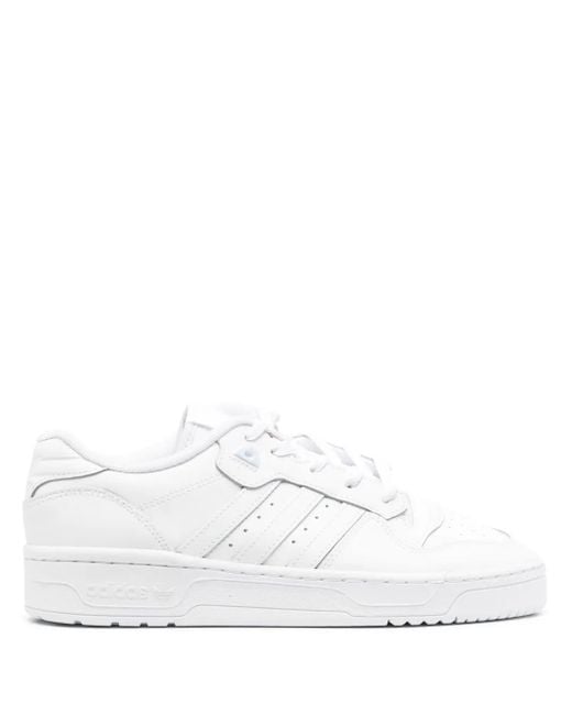 Adidas White Rivalry Logo-Patch Low-Top Sneakers for men