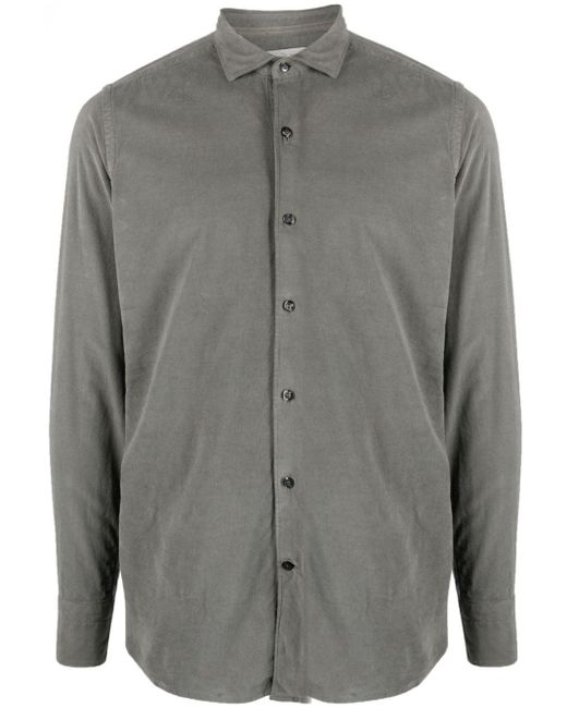 Tintoria Mattei 954 Gray Button-up Spread-collar Shirt for men