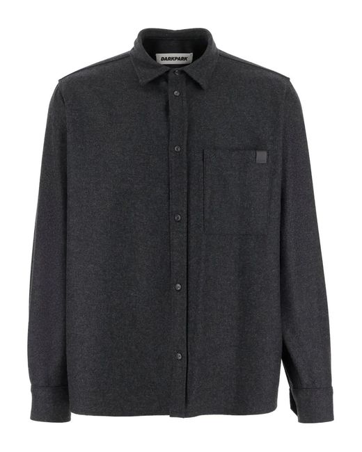 DARKPARK Men's Black Button-Down Patch-Pocket Shirt