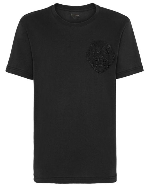 Camiseta con motivo Lion bordado Billionaire de hombre de color Black
