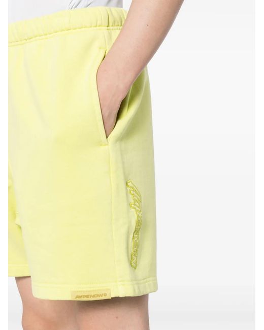 Aape By A Bathing Ape Yellow Logo-Embroidered Track Shorts for men