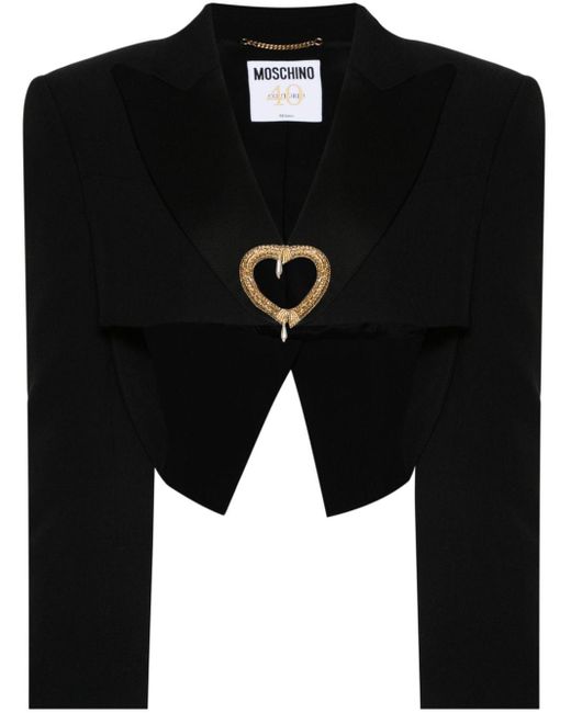 Moschino Black Heart-motif Cropped Blazer