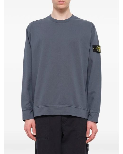 Stone Island Blue 6100057 Heavy Organic-Coton Jersey Sweatshirt for men