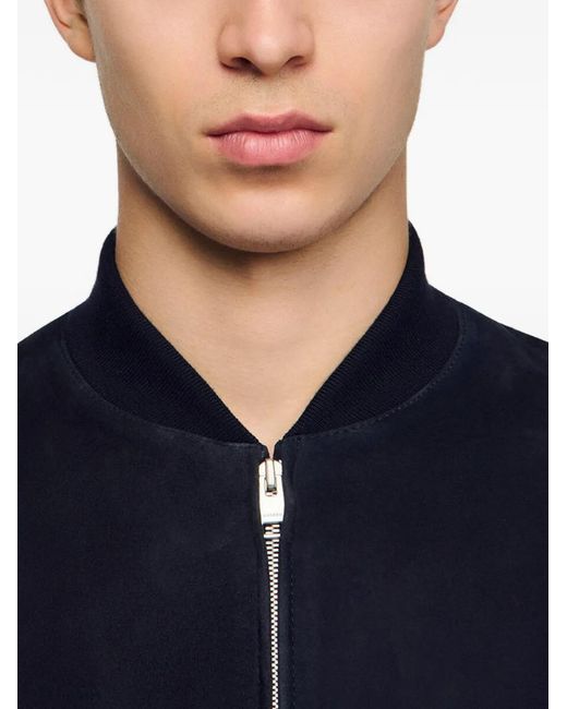 Sandro Black Zip-Up Suede Jacket for men