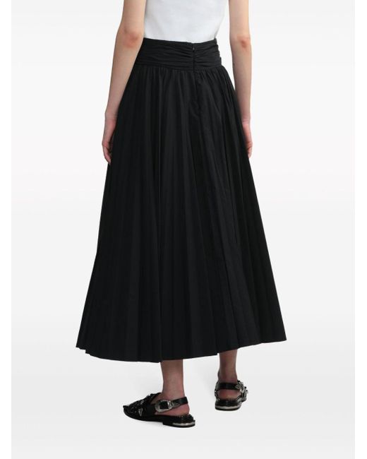 Pushbutton Black Gathered High-waisted Skirt