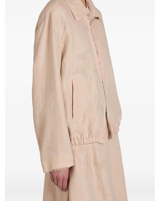 Slowear Pink Floral-Embroidered Bomber Jacket