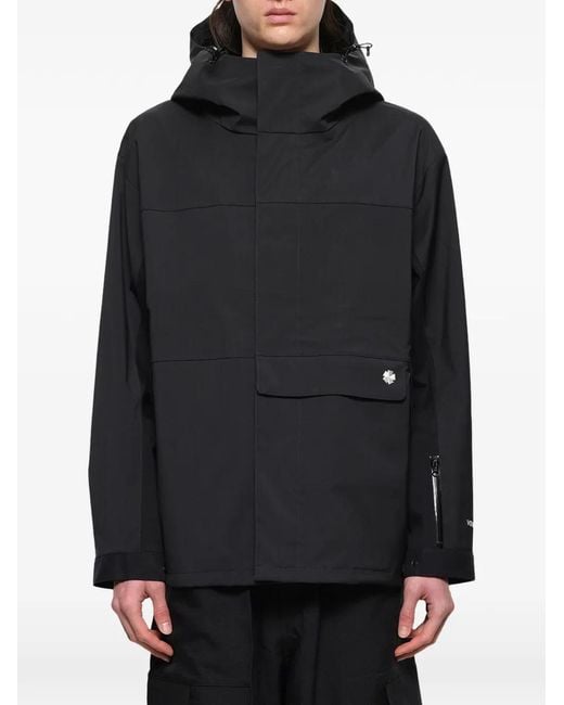 vowels Black Water-Resistant Hooded Shell Jacket for men