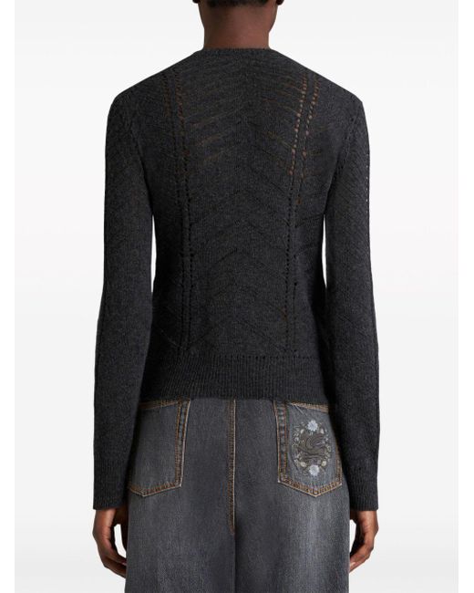 Etro Open-knit-detailling Wool Cardigan in het Black