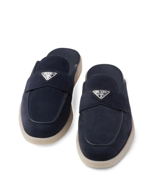 Prada Slippers Aus Veloursleder in Blue für Herren