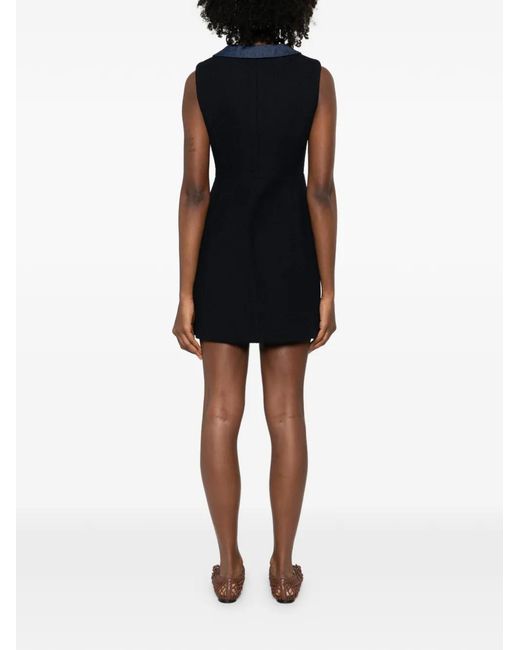 Maje Black Tweed Dress With Denim Details