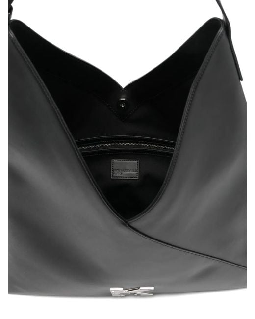 Karl Lagerfeld Black Logo-Appliqué Shoulder Bag