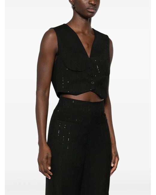 Sandro Black Sequined Vest