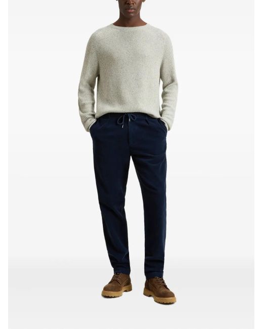 Woolrich Blue Pleated Drawstring Trousers for men