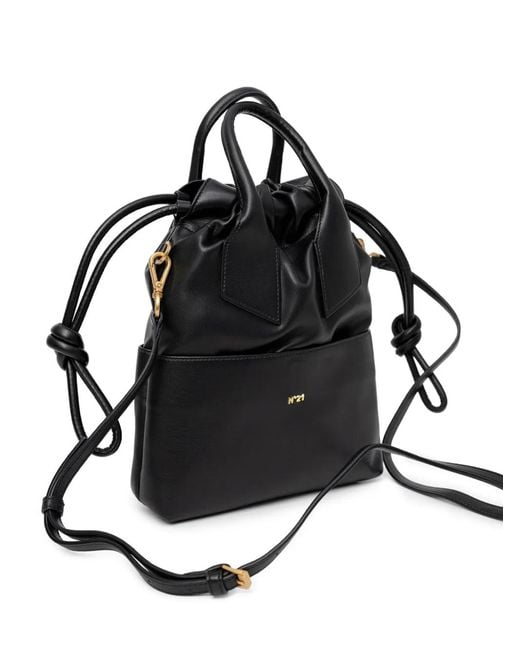 N°21 Black Eva Drawstring Top-Handle Tote Bag