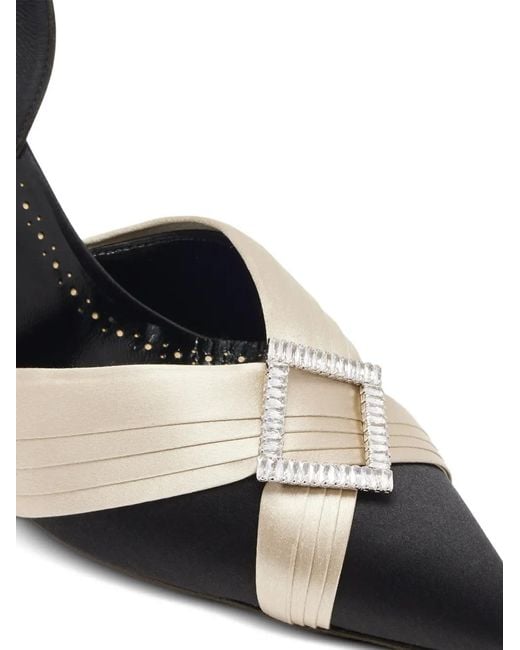Manolo Blahnik Metallic Vierasli Crystal-Buckle Pleated Pumps