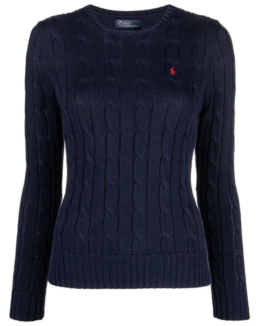 Polo Ralph Lauren Blue Slim-Fit Cable Knit