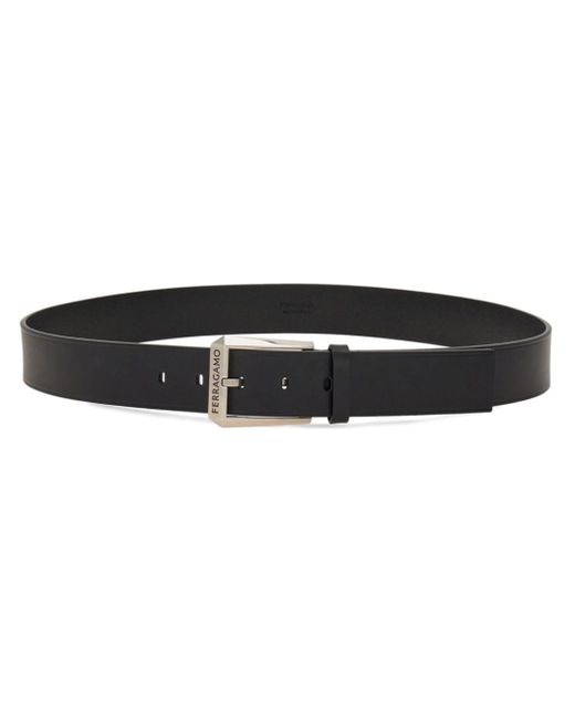 Ferragamo Black Buckle Leather Belt for men