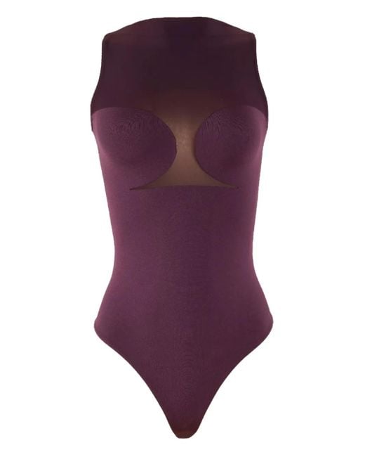 Wolford メッシュインサート ボディスーツ Purple