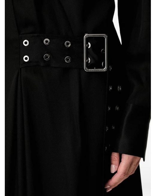 Trussardi Black Belted Wrap-Style Midi Dress
