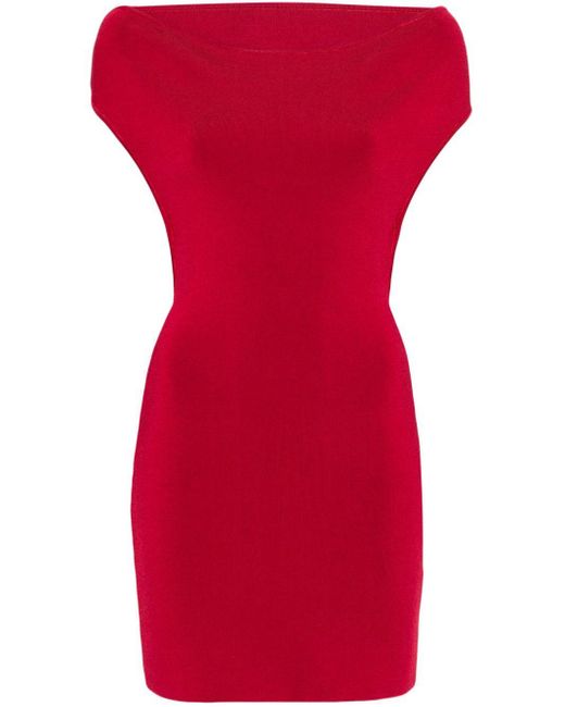 Jacquemus Red Off-The-Shoulder Knit Dress