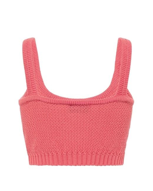 Laneus Pink Knitted Cropped Top