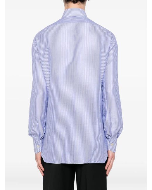 Kiton Gestreept Overhemd in het Purple voor heren