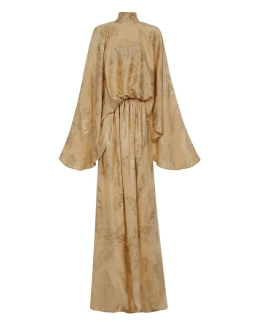 ‎Taller Marmo Natural Lamarr Long-Sleeve High-Neck Maxi Dress