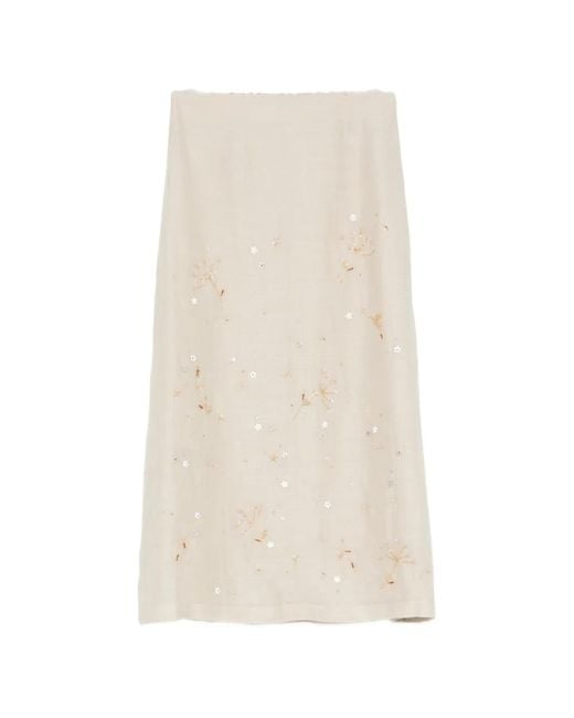 Lorena Antoniazzi White Sequin-Embellishment Midi Skirt