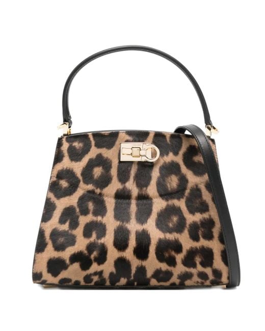 Bolso satchel Studio Box con motivo de leopardo Ferragamo de color Multicolor
