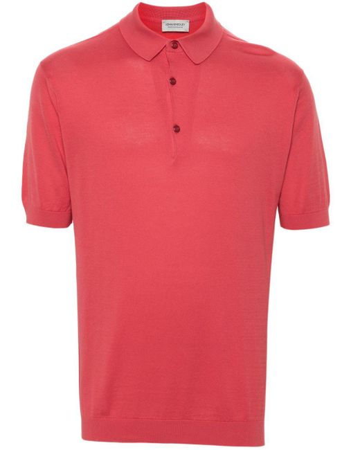John Smedley Red Adrian Fine-knit Polo Shirt for men