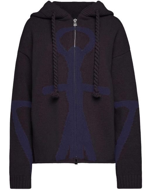 J.W. Anderson Blue Hoodie mit Anker-Intarsie