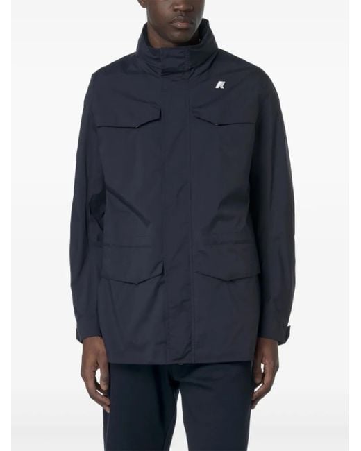 K-Way Blue Manuel Multiple-Pockets Jacket for men
